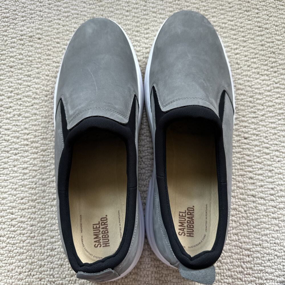 Samuel Hubbard Men's 14M "Flight Slip-On" Sneaker Light Gray Nubuck 3789